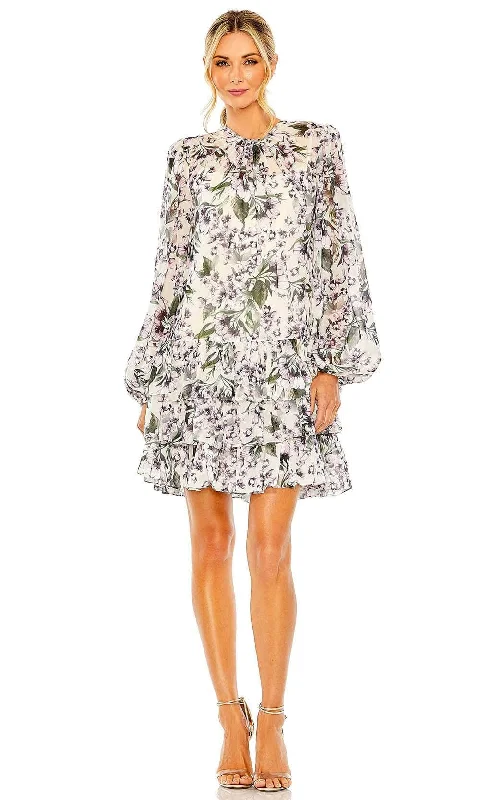 Casual Fashion Ieena Duggal 56007 - Floral Print Tiered A-Line Dress