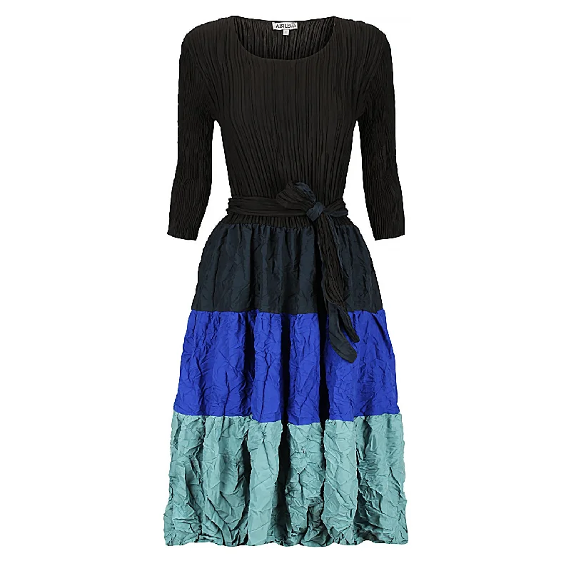Relaxed Style Multi 3/4 Sleeve Frill Dress | AW24