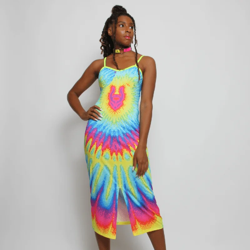 Huge Markdowns On Must-Have Fashion Essentials TIE DYE FRONT SPLIT DRESS