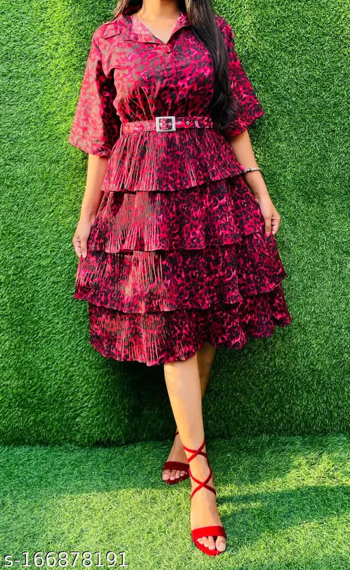 Stylish Savings Pretty Frill Dress With Belt