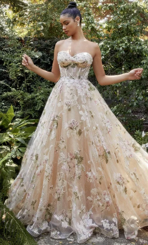 Trendy Looks On Sale Andrea and Leo A1134 - Floral Corset Bodice Ballgown