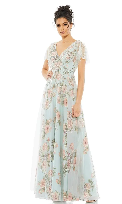 Evening Elegance Mac Duggal - 70125 V-Neck Floral Beaded Dress