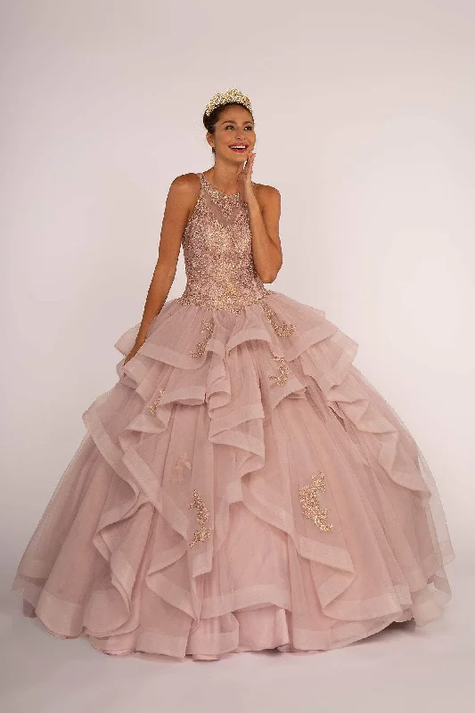 Seasonal Women’s Fashion Trends Elizabeth K - GL2513 Illusion Jewel-Ornate Appliqued Ballgown