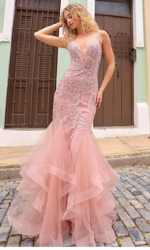 Relaxed Style Nox Anabel G1368 - Floral Appliqued Sleeveless Prom Dress