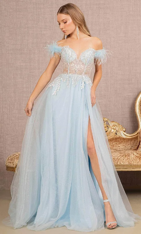 Innovate Your Wardrobe GLS by Gloria GL3135 - Feathered Off-Shoulder Ballgown