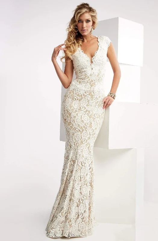 Inspired By You, Designed For You Jasz Couture - V-Neck Floral Lace Evening Gown 6025 Inspired By You, Designed For You Jasz Couture - V-Neck Floral Lace Evening Gown 6025