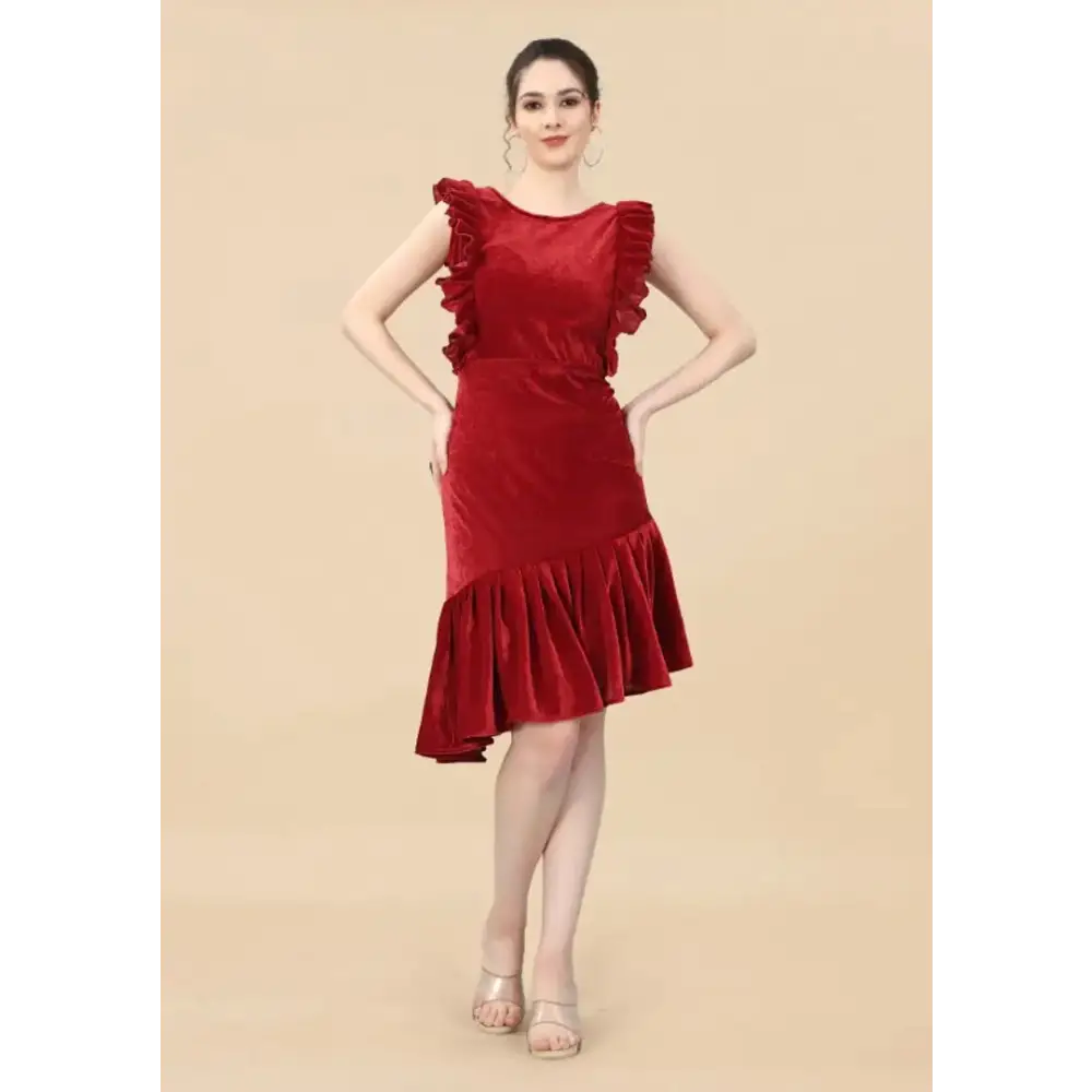 Clothing Online Womens Velvet Fish Cut Dress