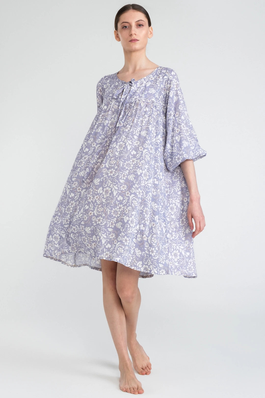 Online Boutiques Affordable Smock Dress Periwinkle Blue and White Floral