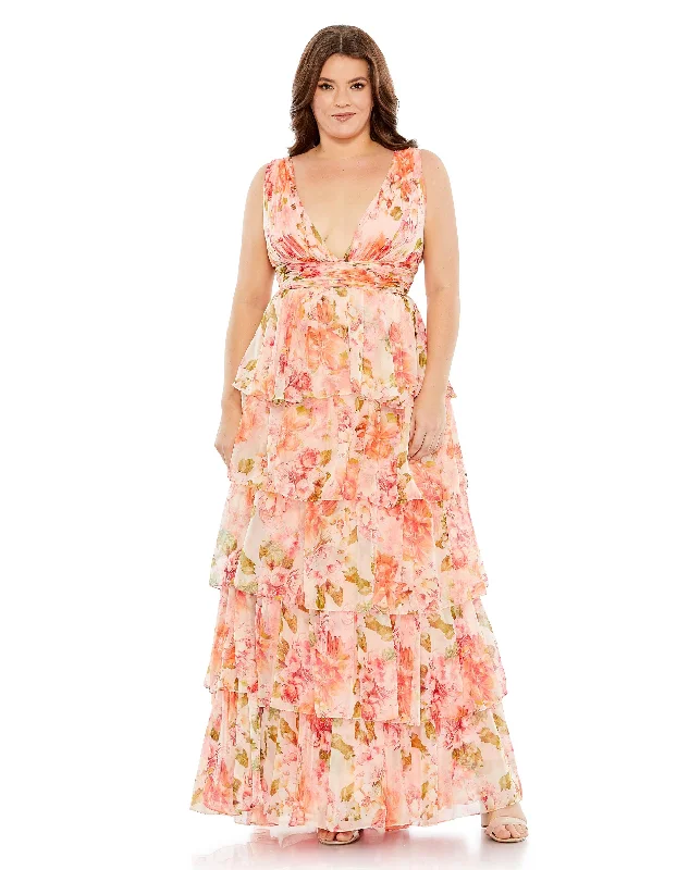End-Of-Season Clearance Mac Duggal 68213 Fabulouss Long Sleeveless Chiffon Plus Size Dress