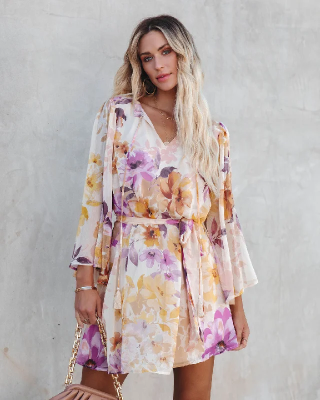 Women Fashion Damaya Floral Chiffon Tassel Dress