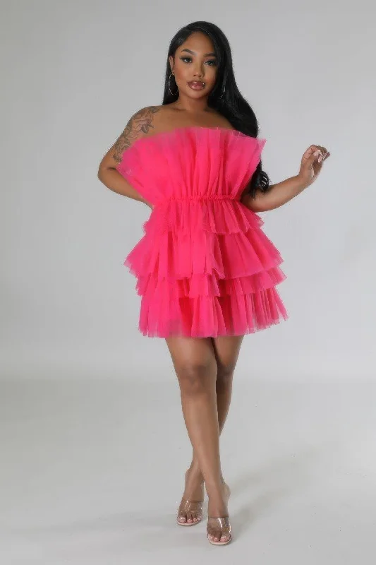 Hot Trends Strapless, Ruffle Non-stretch Dress