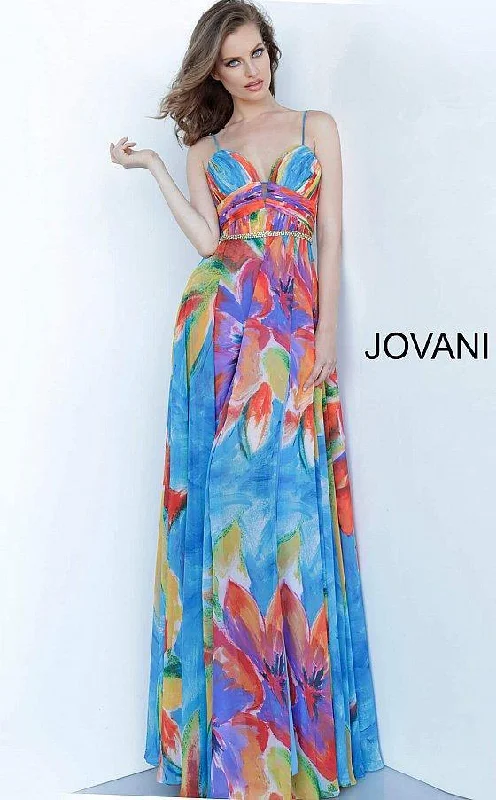 Limited Time Offer Jovani 65613 Long Floral Print Prom Gown