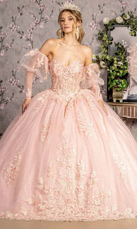 Shop Ladies Clothes GLS by Gloria GL3476 - Sweetheart Neck Glitter Embroidery Ballgown