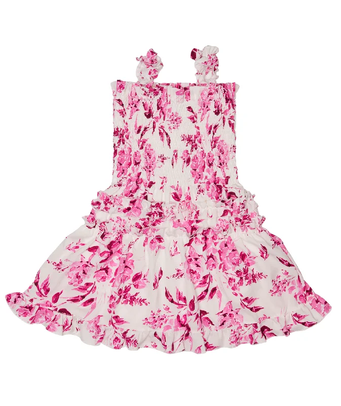 Early Bird Offer FBZ Girls Jordan Pink Floral Smocked Dress