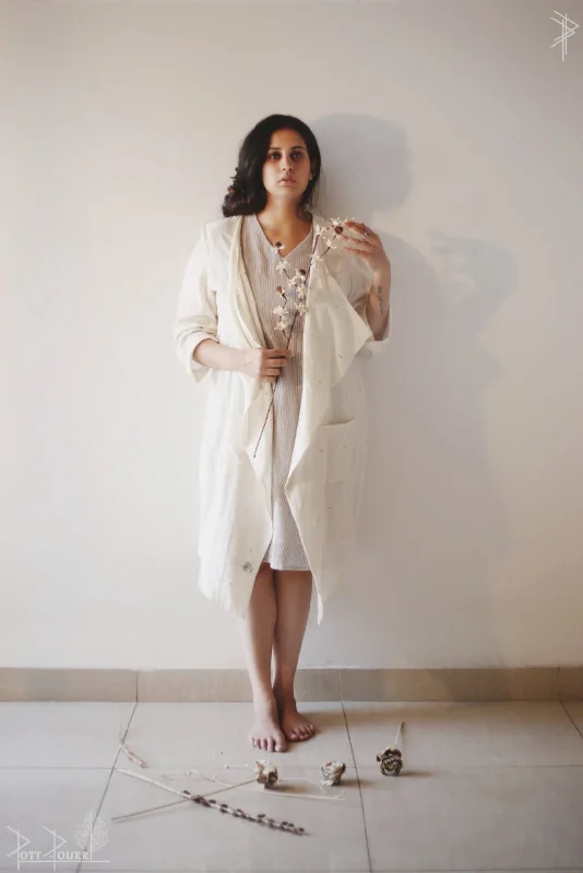 Limited Time Deal WHITE BUTI JACKET + THIN STRIPE DRESS