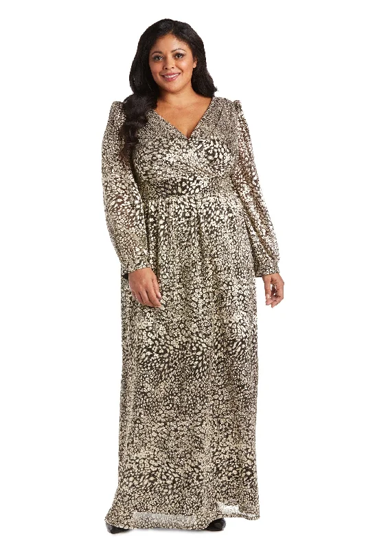Limited Time Flash Sale R&M Richards 2462W Long Plus Size Metallic Dress Sale
