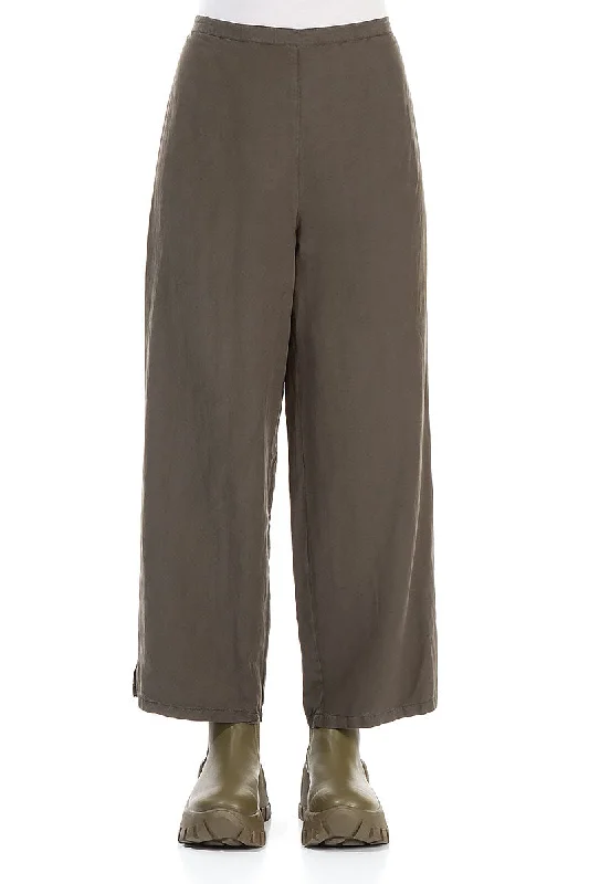 Dive Into Trendy Styles Straight Khaki Silk Linen Trousers