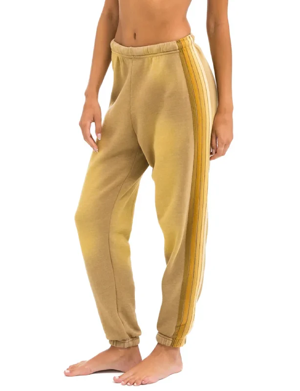 Eclectic Style Wardrobe 5 Stripe Women's Sweatpants, Faded Tan