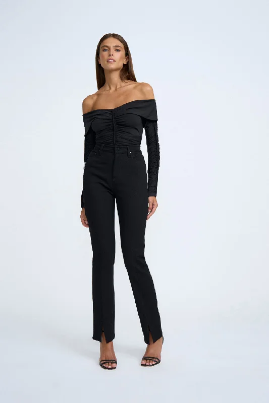 Online Boutiques Clothing Twist Split Skinny Jean | Final Sale - Black