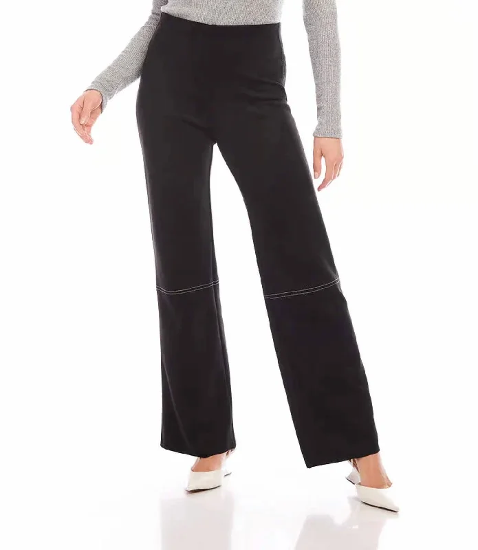 Urban Femme Streetwear Faux Suede Stitch Pants In Black