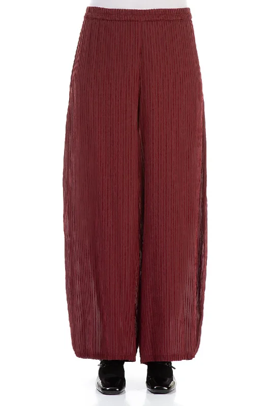 New Season Fashion Preview Sale Wide Dark Red Silk Viscose Trousers