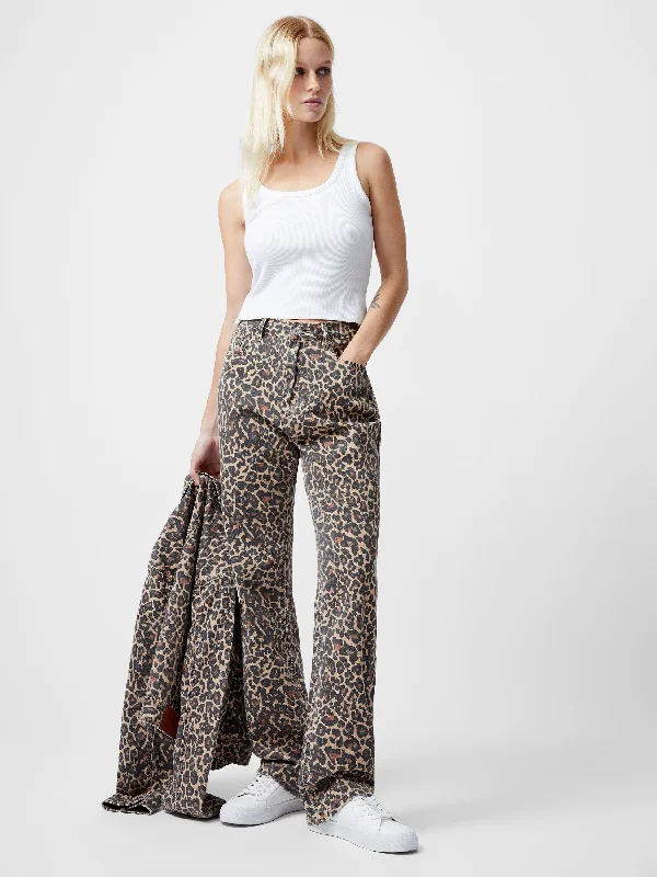 Big Discounts Charlie Leopard Print Straight Leg Jeans