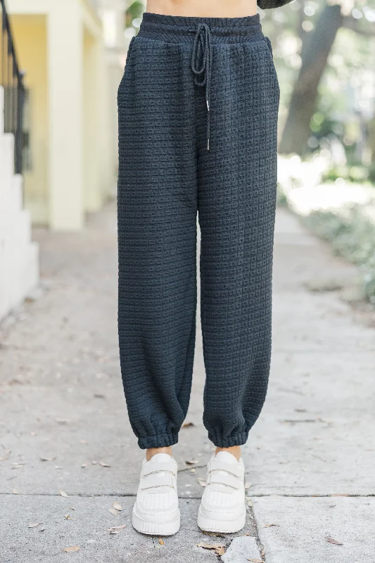 Dive Into Trendy Styles Set You Free Black Textured Pants