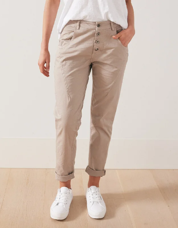 Budget-Friendly Fashion Signature Jersey Denim Pants - Taupe