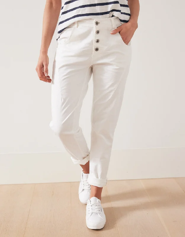 Fashion Sale Signature Jersey Denim Pants - White