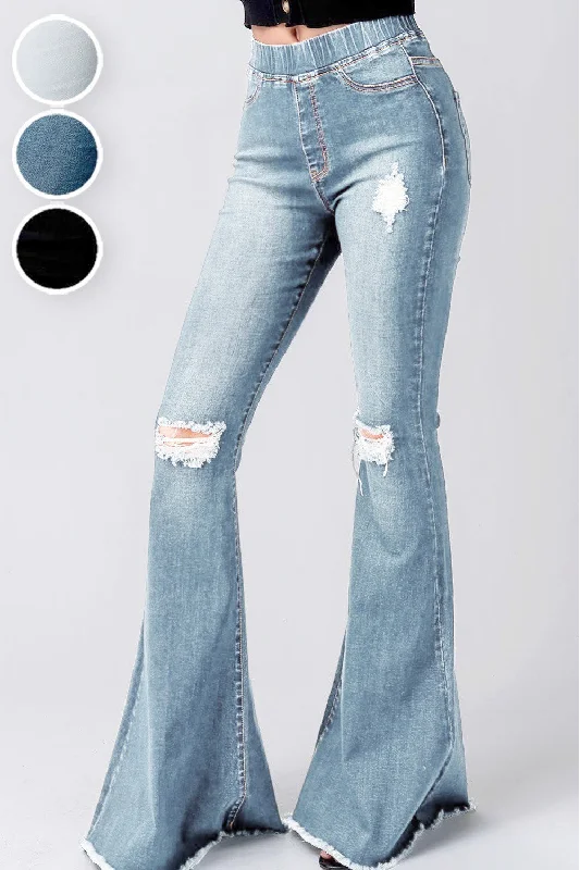 Premium Fashion Trend: Notes Women's Jeans Waist Bell Bottom Jeans