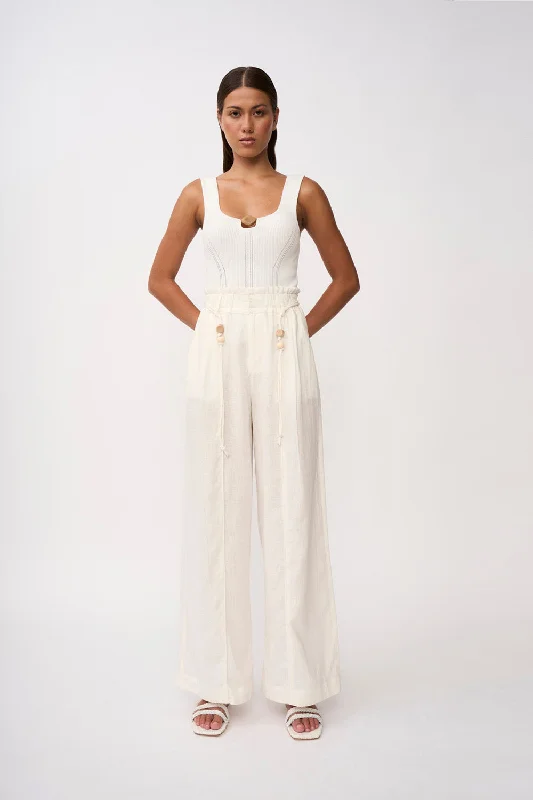 Chic And Comfortable Malaya Linen Pant | Final Sale - Ivory