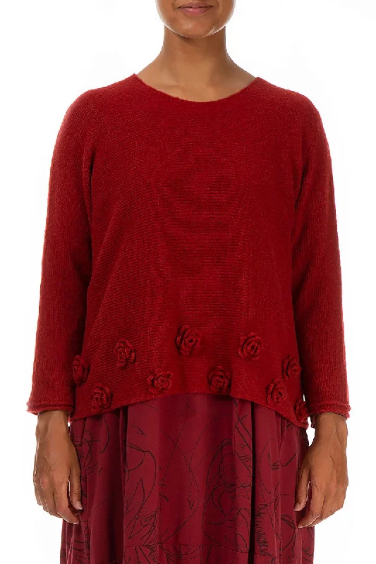 Top 10 Women's Online Clothing Stores Flowers Red Wool Sweater