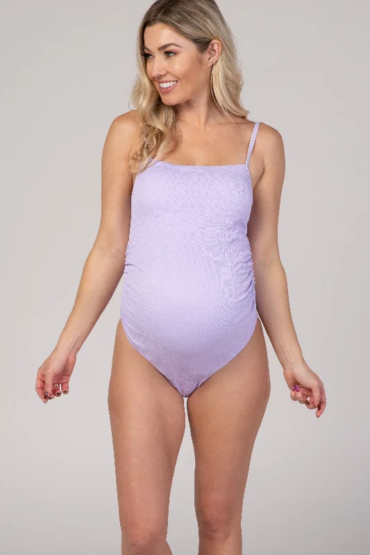 Online Boutique Clothing PinkBlush Lavender Smocked One-Piece Maternity Swimsuit