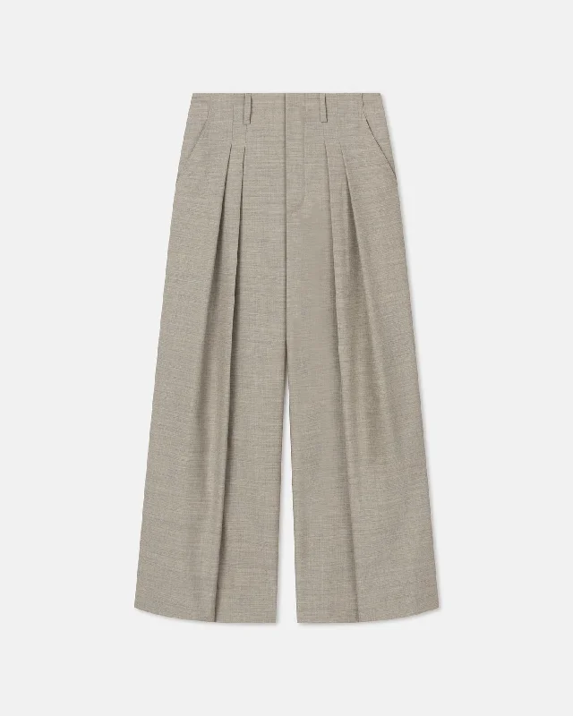 Seasonal Picks Nils - Pleated Twill Suiting Wide-Leg Pants - Taupe