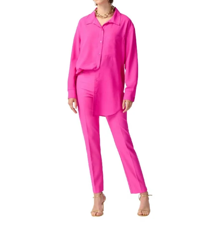 Sophisticated Style Cropped Pleated Pant In Ultra Pink