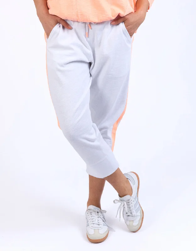 Elegant Style Neon Side Tape 3/4 Brunch Pants  - White/Neon Orange