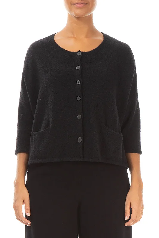 Clothing Sales Short Loose Black Wool Cardigan