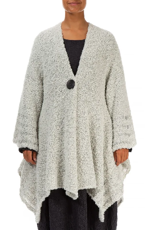 Women Fashion Flared Mélange Ivory Alpaca Wool Cardigan