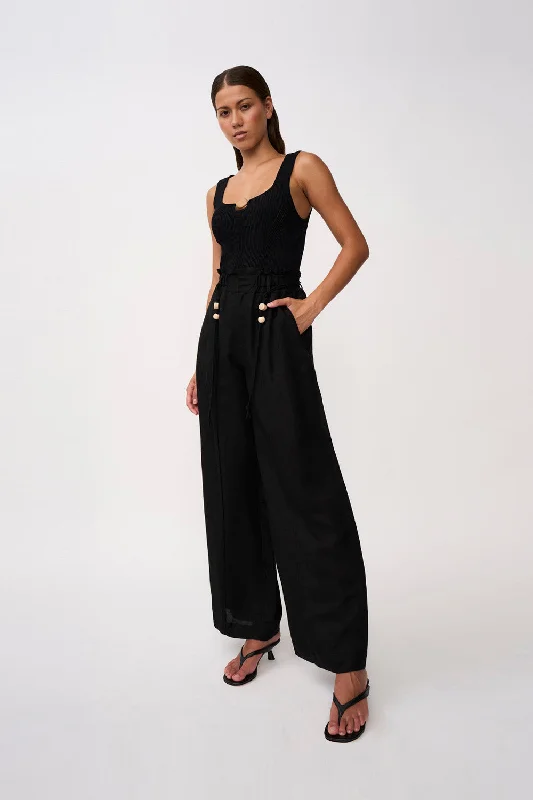 Trendy Women's Wear Malaya Linen Pant | Final Sale - Black