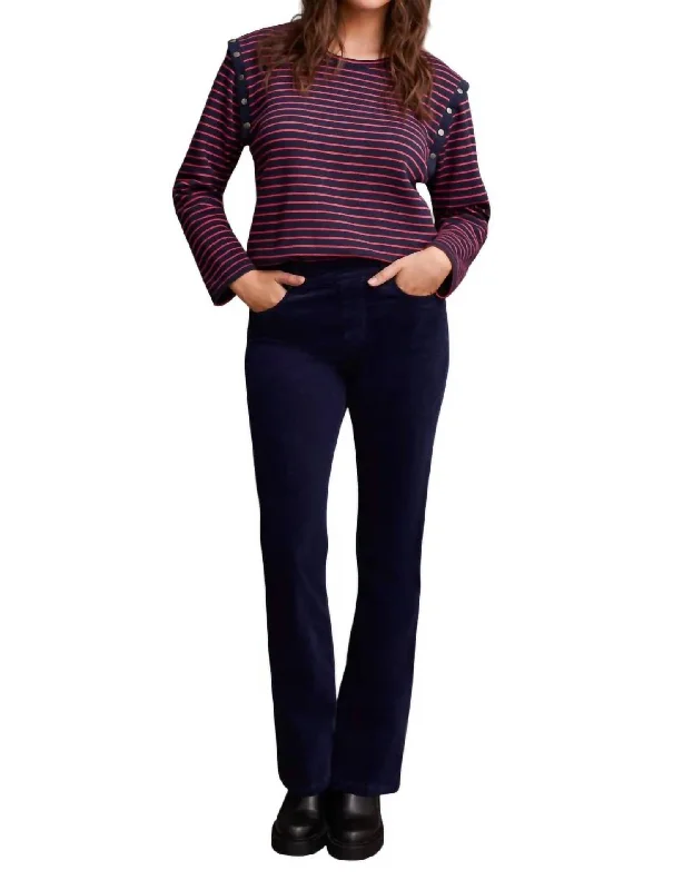 Sophisticated Outfits Stretch Corduroy Straight Leg Pant In Sapphire Blue