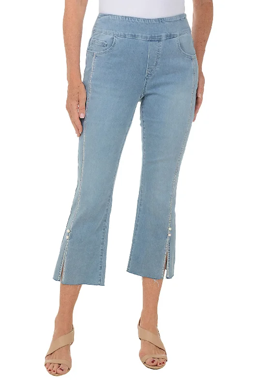 Chic Trend Collection Rhinestone Seamed Denim Ankle Pant