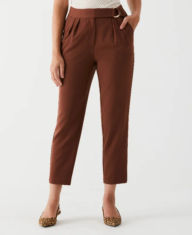 Casual Fashion Pleated Pant with Self Fabric Belt