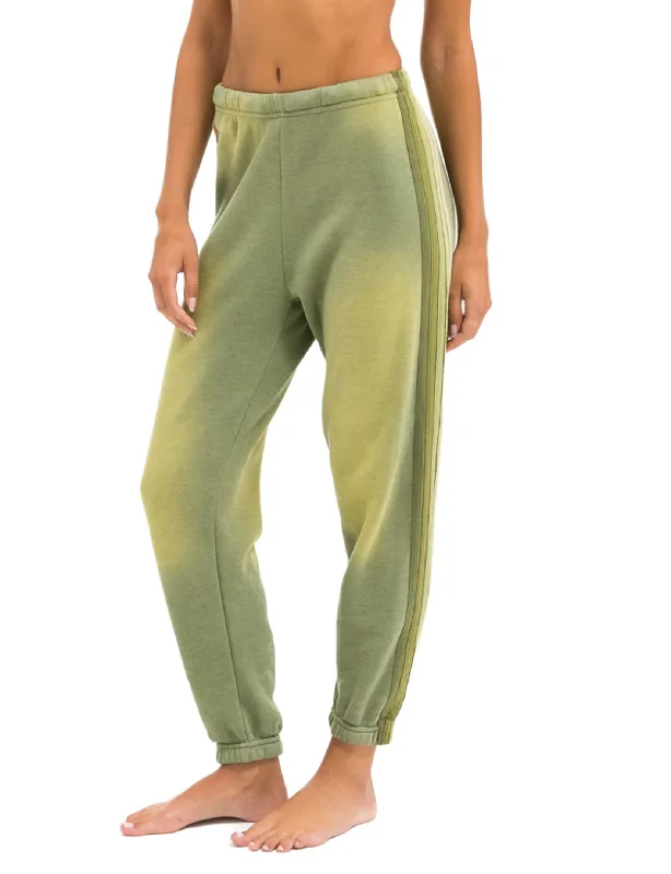 Stylish Statements 5 Stripe Women's Sweatpants, Faded Army