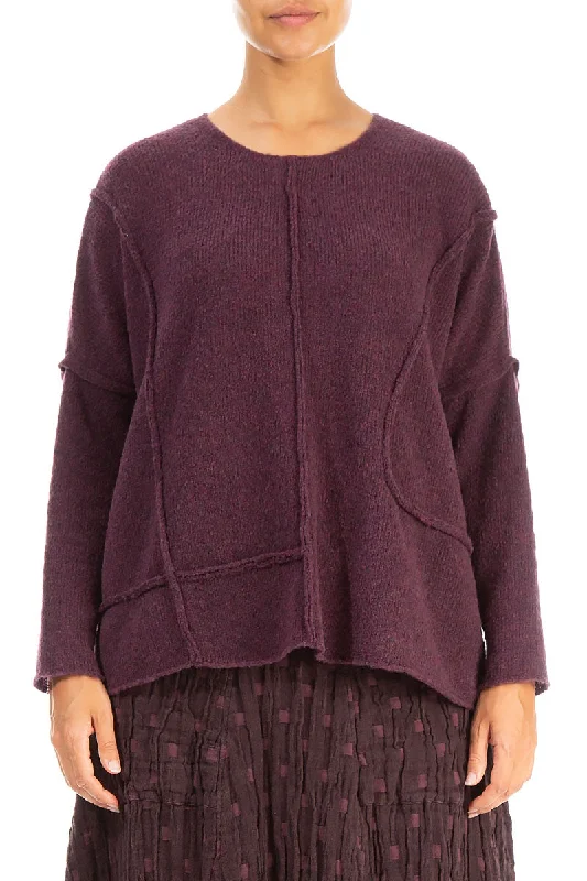 Outlet Clothing Exposed Seam Mulberry Wool Sweater