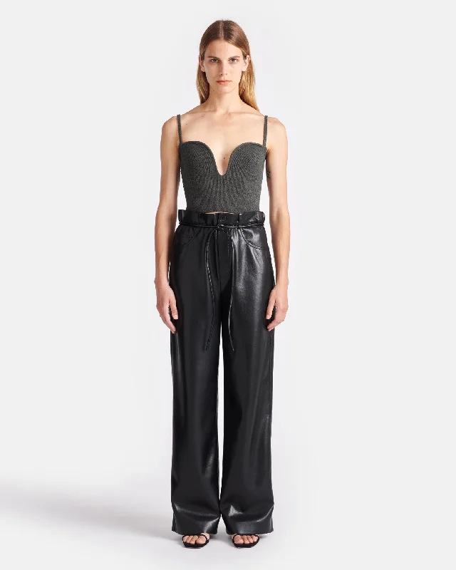 Flash Sale Starts Sato - Belted Okobor™ Alt-Leather Pants - Black