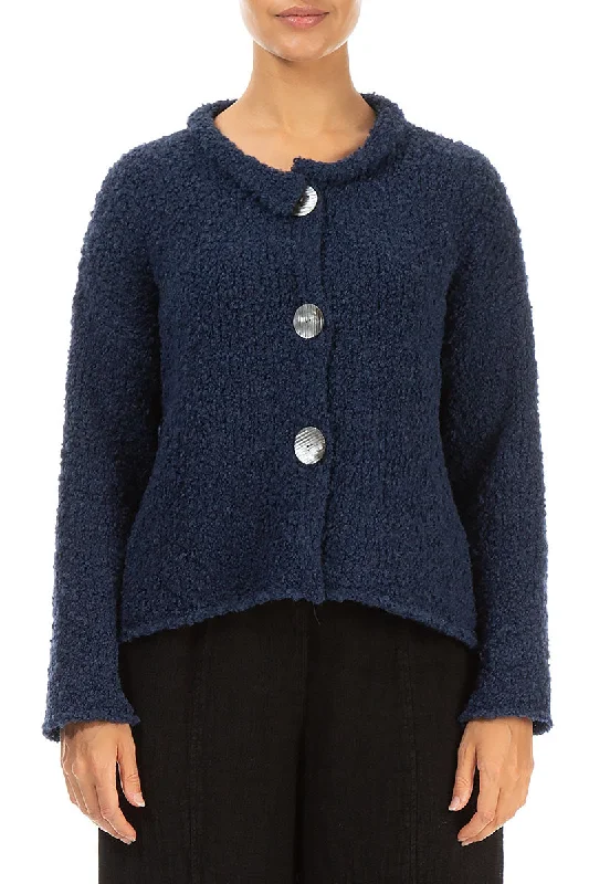 Trendy Women's Wear Blue Violet Alpaca Wool Cardigan