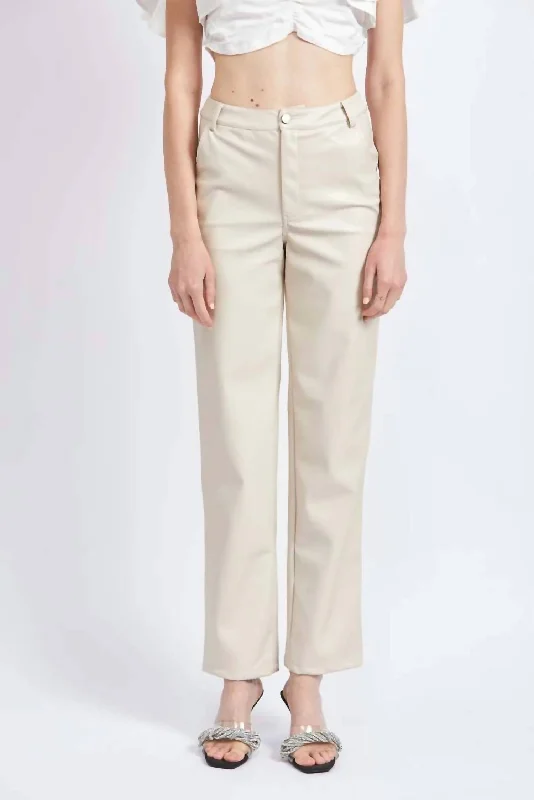 Style Upgrade Vegan Leather Pants In Off White