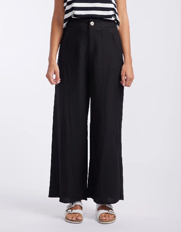 Pastel Styles Jude Wide Leg Linen Pants - Black