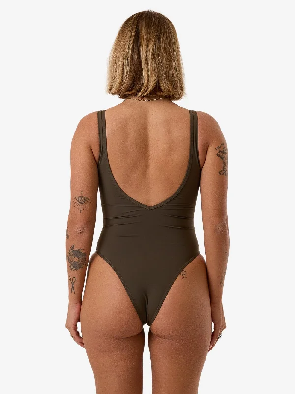 Trendy Pulse Thrills Plunge One Piece  - Tarmac