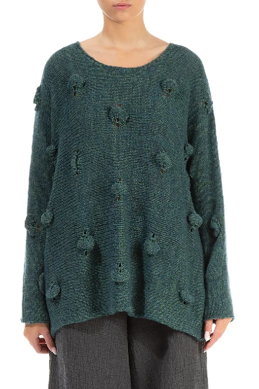 Business Casual Outfits Bubbles Mélange Opal Green Wool Sweater